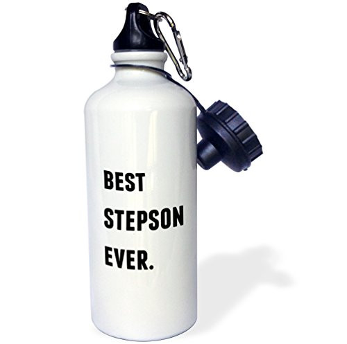 3dRose Best Stepdaughter Ever Black Letters On A White Background Sports Water Bottle 21 oz Multicolored