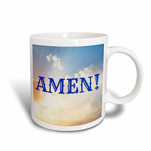 3dRose Amen blue lettering on picture of sky background Ceramic Mug 15 oz 3dRose Amen blue lettering on picture of sky background Ceramic Mug 15 oz