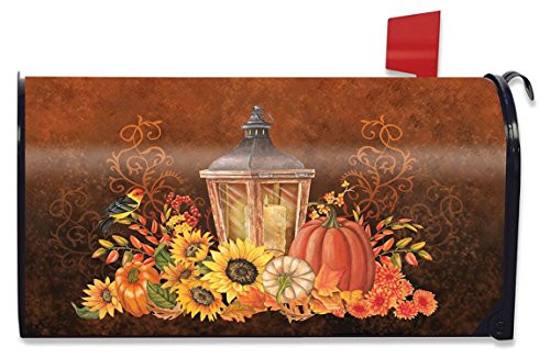 Briarwood Lane Fall Lantern Primitive Magnetic Mailbox Cover Pumpkins Sunflowers Standard