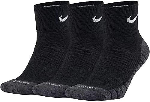 Nike 3PPK Dri Fit Cushion Quarter Socks Black Anthracite White Large