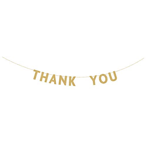 MAGJUCHE Thank You Banner Gold Glitter Wedding Bunting Photo Booth Props Garland Sign Bridal Shower Anniversary Party Decorations