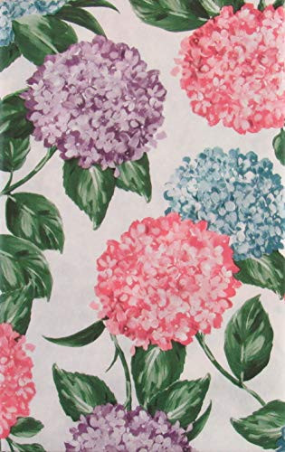 Colorful Hydrangeas Collage Vinyl Flannel Back Tablecloth  52  x 90  Oblong
