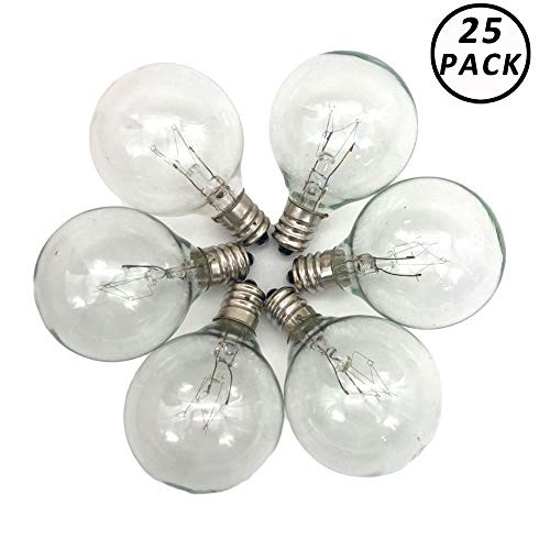 Aniai G40 Globe Screw Base Light Bulbs,Replacement C7/E12 Base Bulbs,25PACK (g40, Clear)