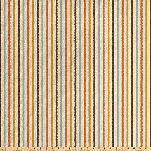 Ambesonne Vintage Fabric by The Yard Retro Nostalgic 60s 70s Fashion Stripes Vertical Pattern Vintage Decorative Fabric for Upholstery and Home Accents 1 Yard Mustard Orange