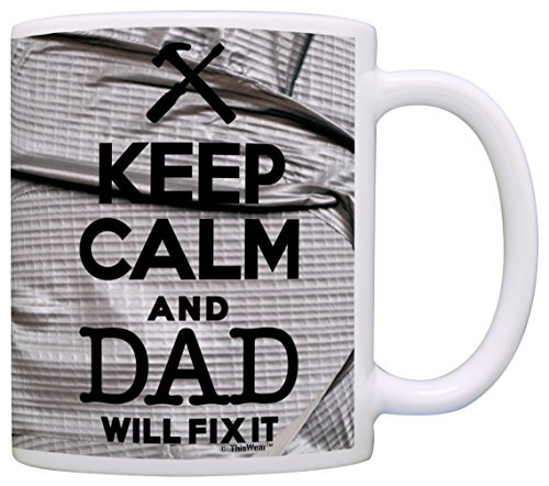 Keep Calm and Dad Will Fix It Gift Coffee Mug Tea Cup Simulated Duct Tape