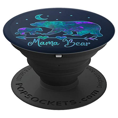 Teal Blue Purple Mama bear and one cub On Navy Blue PopSockets Grip and Stand for Phones and Tablets Teal Blue Purple Mama bear and one cub On Navy Blue PopSockets Grip and Stand for Phones and Tablets