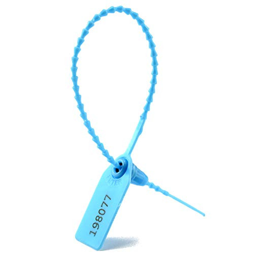 100 Numbered Plastic Security Seals for Fire Extinguisher Tamper Evident Security Tags Self Locking Zip Ties Pull Tite Security Locks Blue