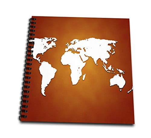 3dRose db 213743 2 Map of The World Against an Orange Dot Digital Background Memory Book 12 x 12