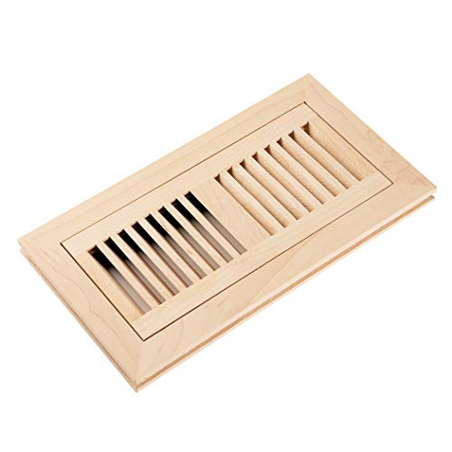 Homewell Maple Wood Floor Register Vent Flush Mount with Frame 4x10 Inch Unfinished