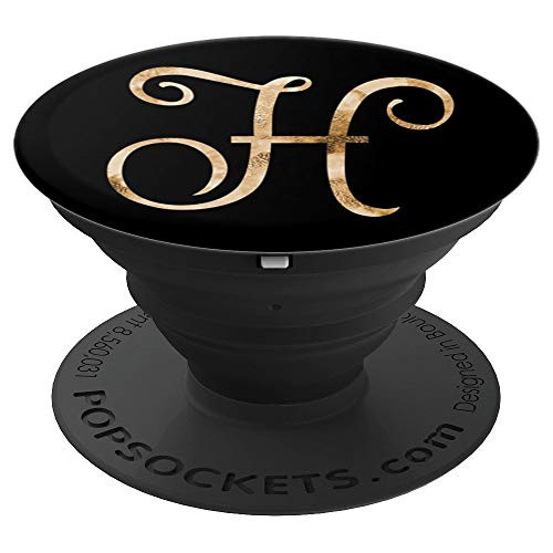 Monogram Alphabet Letter H Black Background PopSockets Grip and Stand for Phones and Tablets