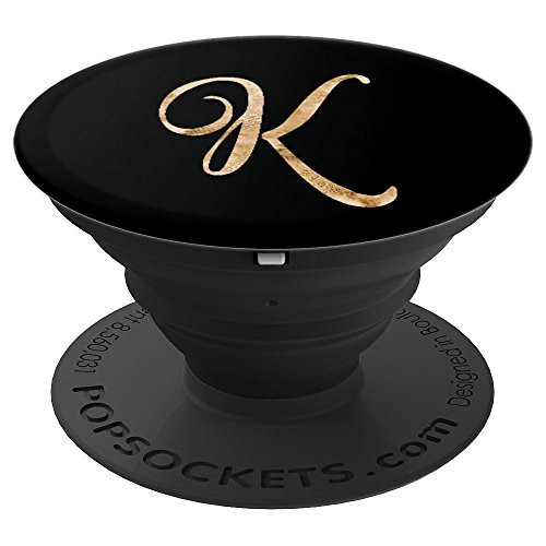 Monogram Alphabet Letter K Black Background PopSockets Grip and Stand for Phones and Tablets