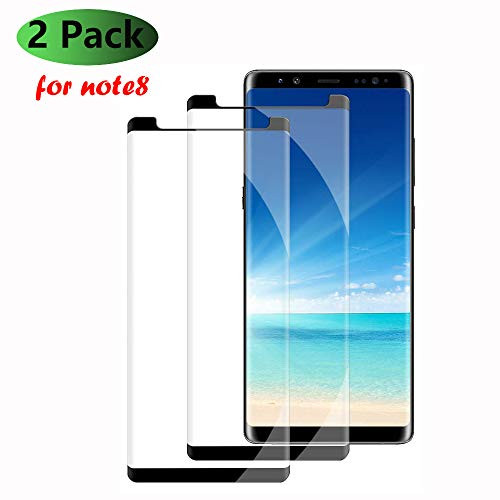 Kailer Samsung Galaxy Note 8 Tempered Glass Screen Protector 2 Pack 3D Curved 9H Hardness High Sensitivity Anti-Fingerprint Bubble Free Tempered Glass Screen Protector for Galaxy Note8