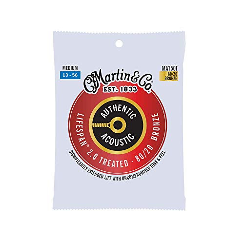 Martin Guitar Authentic Acoustic Lifespan 20 MA150T 80 20 Bronze Treated Medium Gauge Acoustic Strings
