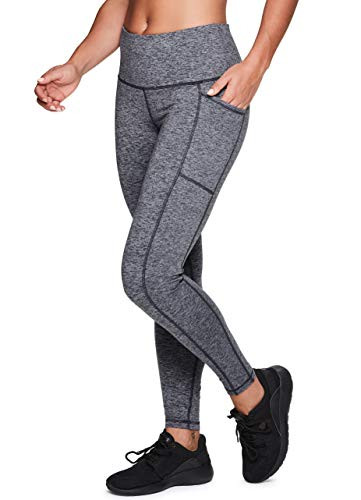 RBX Active Women s Space Dye Super Soft Peached Yoga Running Legging with Pockets Striated Grey S