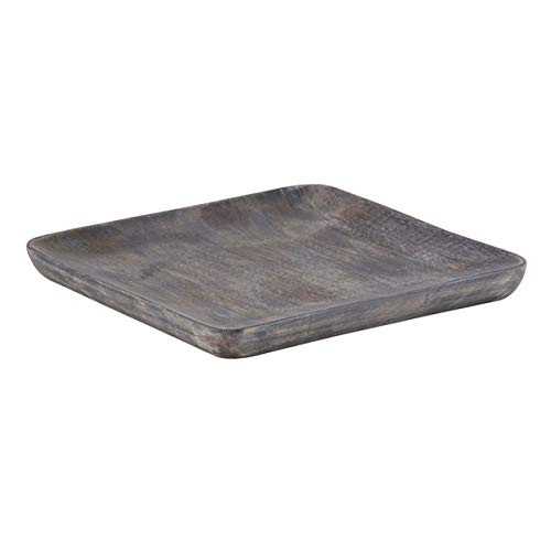 Mango Wood Tray   Decorative Square Gray Serving Platter 8 Inch