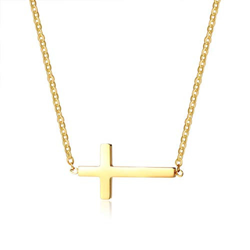MOMOL Sideways Cross Necklace 18K Gold 