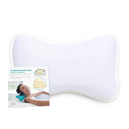 Coastacloud Bath Pillow with Suction Cups Supports Neck and Shoulders Home Spa Pillows for Bathtub Hot Tub Tub Pillows Rest Portable Relaxing   Comfortable   White