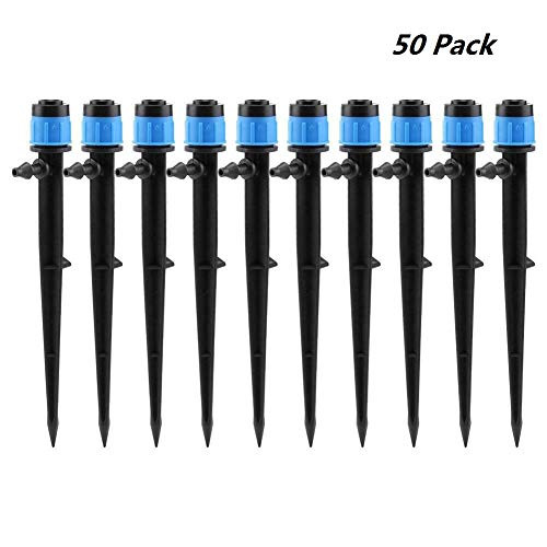 LXcom Irrigation Drippers Drip Emitters Micro Spray Adjustable 360 Degree Full Circle Pattern Water Flow Irrigation Drippers Micro Bubbler Sprinkler Drip System Parts Drip Irrigation 50 Pack