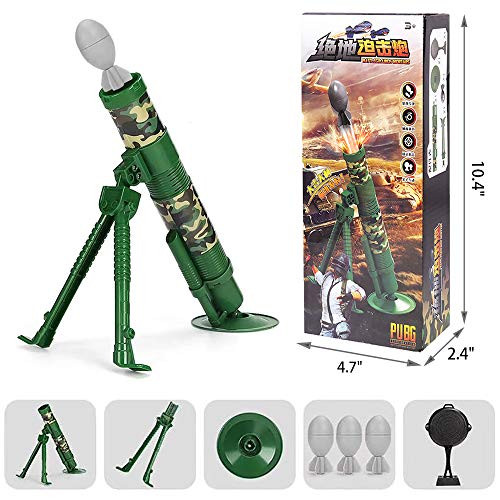 KoudHug Mini Mortar Launch Toy Shooting Blaster Toys Military Model Rocket Launcher with 3 Soft Missiles Range 2m 66Feet for Kids Youth Teens Adults  Green