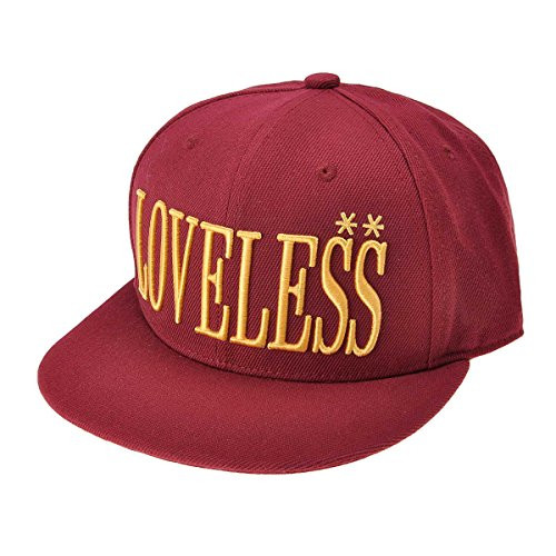 ZLYC Women Loveless Word Embroidered Flat Bill Snapback Hat Adjustable Baseball Cap Red