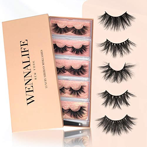 Mink Lashes Dramatic 25mm Mink Eyelashes 5 Styles 3D Mink Eyelashes Pack 25mm Siberian 3D Mink Lashes Wispy Lashes High Volume from WENNALIFE TAKE ME HOME