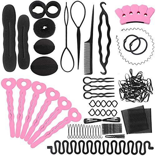 Hair Styling Set 20 Kinds of Hair Twist Styling Accessories Donut Bun Maker Hairpins Hairbands Hair Clips Hair Braiding Tool Kit