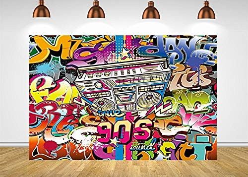 qianqian 90 s Themed Party Background Graffiti Vinyl Photography Backdrops Photo for Studio Props 7x5ft qianqian dn022