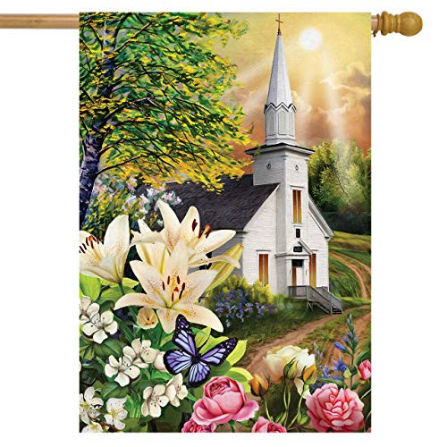Briarwood Lane Spring Church House Flag Easter Religious Lilies 28 x 40 Briarwood Lane Spring Church House Flag Easter Religious Lilies 28 x 40