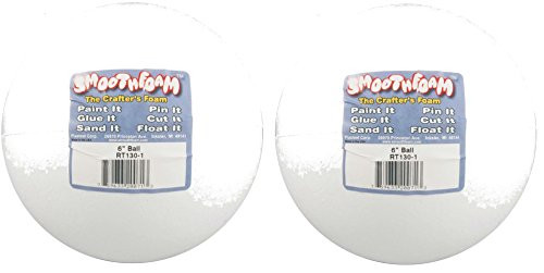 Smoothfoam White Styrofoam Ball Craft Foam for Modeling, 6-Inch (Pack of 2)