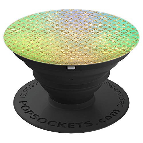Mermaid Tail Scales Lime Green Purple Ocean Pattern PopSockets Grip and Stand for Phones and Tablets