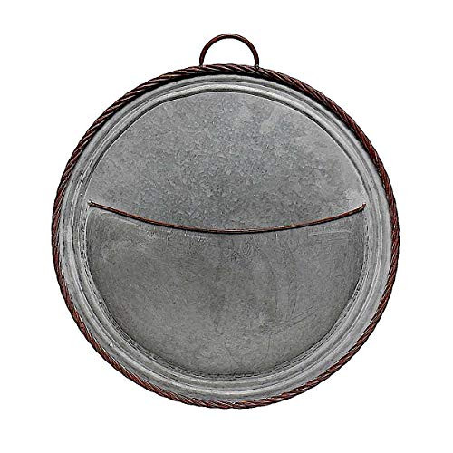 Metal Disk Large Wall Planter Province Design Hanging Galvanized Rustic Distressed Indoor Outdoor 17  D
