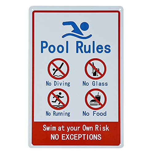 dojune 812 inch Swimming Pool Rules Signs Swim at Your Own Risk Sign Predrilled Easy to Mount