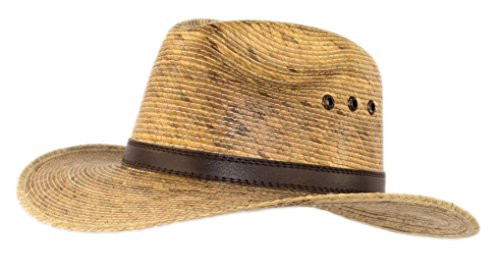 Big Wide Brim Natural Palm Leaf Straw Cuban Gaucho Fedora UPF Sun Hat Flex Fit