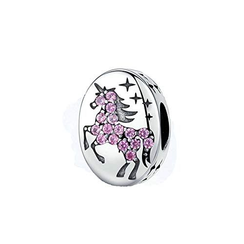 MIADEAL Purple Unicorn Charm Sterling Silver Fits Original Charms Bracelets Girls Womens DIY Fashion Jewelry