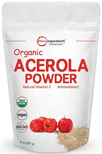 Pure Acerola Cherry Powder Organic Natural and Organic Vitamin C Powder  Immune Vitamin  for Immune System Booster 8 Ounce Best Superfoods for Beverage Smoothie and Drinks Vegan Friendly