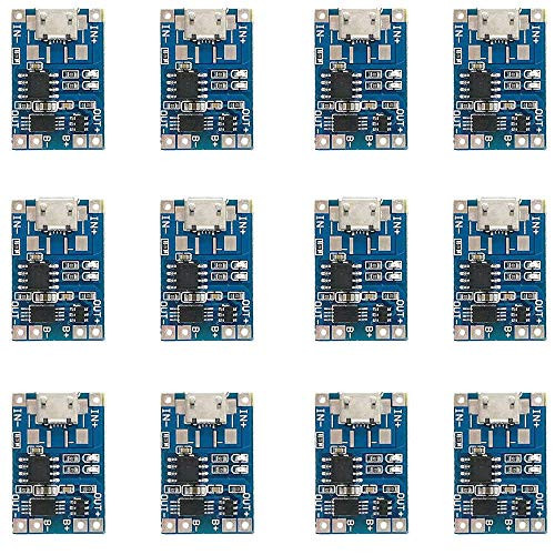 12PCS Tp4056 Charging Module with Battery Protection 5v Micro USB 1A 18650 Lithium Battery Rechargeable Module