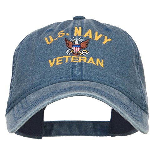 e4Hatscom US Navy Veteran Military Embroidered Washed Cap   Navy OSFM