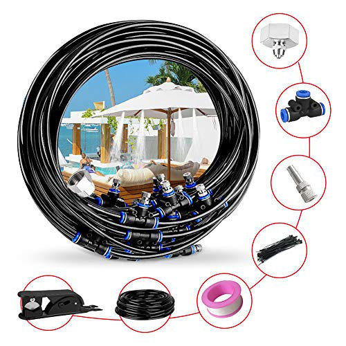 33FT Misting Cooling System with 10 Misting NozzlesWater Irrigation Fan Misting Kit for Patio Garden Greenhouse Trampoline for waterpark