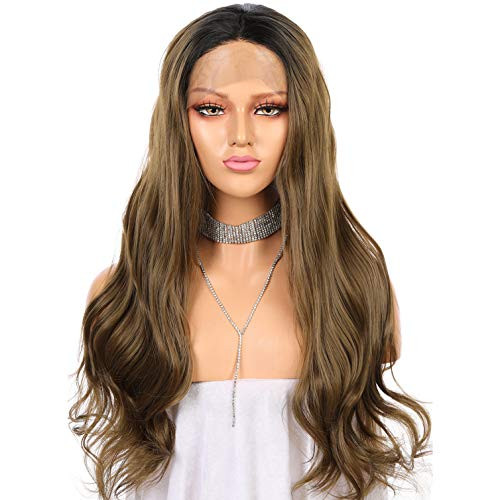 Long Ash Brown Mixed Blonde Ombre Lace Front Wigs For Women Two Tone Wavy Synthetic Wig With Dark Black Roots 22 Inch Middle Part Heat Resistant Wave Ombre Brown Mixed Blonde Hair Replacement Wigs Long Ash Brown Mixed Blonde Ombre Lace Front Wigs For Women Two Tone Wavy Synthetic Wig With Dark Black Roots 22 Inch Middle Part Heat Resistant Wave Ombre Brown Mixed Blonde Hair Replacement Wigs