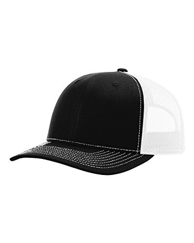 Richardson 115 Snapback Truckers Cap Black White Adjustable