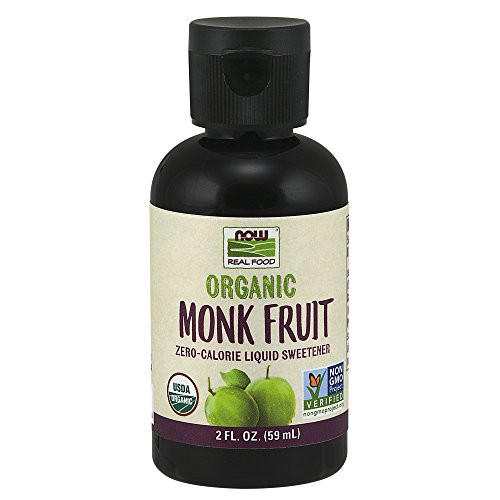 NOW Foods Certified Organic Monk Fruit Liquid Zero Calorie Liquid Sweetener Non GMO Low Glycemic Impact 2 Ounce
