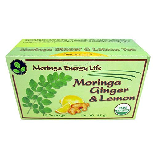MORINGA ENERGY GINGER LEMON TEA USDA Organic 28 Tea Bags Nature´s Potent Botanical for Nutrients Vitamins Minerals MORINGA ENERGY GINGER LEMON TEA USDA Organic 28 Tea Bags Nature´s Potent Botanical for Nutrients Vitamins Minerals