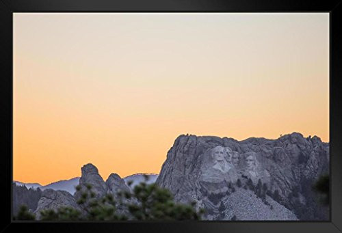 Mount Rushmore National Memorial Black Hills South Dakota Photo Black Wood Framed Art Poster 20x14