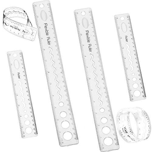 20CM 8INCH 30CM 12INCH Unbreakable Clear Rulers Dual Scale Bendable Flexible Rubber Rulers Transparent Shatterproof Straight Plastic Flexi Folding Rulers SchoolClassroomor Office Kids Adults 4PCS