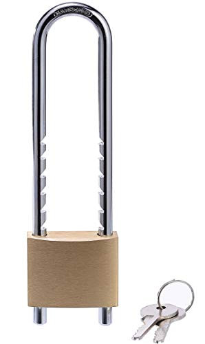 Solid Brass Padlock 2 inch Wide Body keyed Different 1 Pack with Removable Adjustable Length Shackle