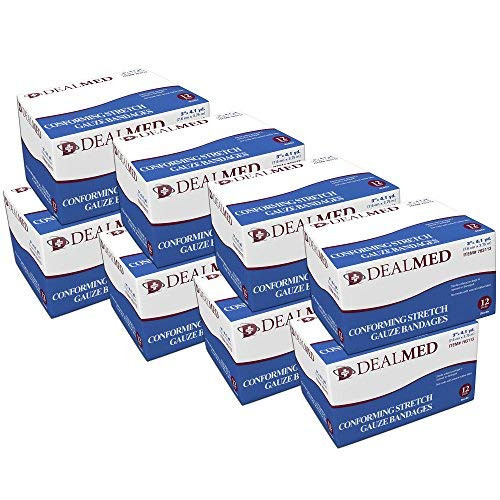 Dealmed 3  Sterile Conforming Stretch Gauze Bandages 41 Yards Stretched 12 Rolls Box   96 Count