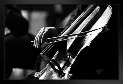 Musicians Hand Playing The Cello Black and White Photo Art Black Wood Framed Art Poster 20x14 Musicians Hand Playing The Cello Black and White Photo Art Black Wood Framed Art Poster 20x14