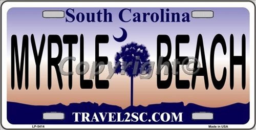 Myrtle Beach South Carolina State Background Metal License Plate Tag Sign