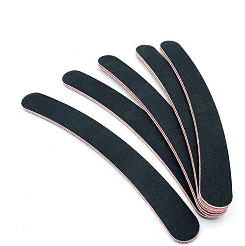 DNHCLL 10PCS Curved Professional Washable Nail Buffering Files Manicure Pedicure Tool Rounded End Double Sided Emery Board 100 180 Grit Nail Art Care Buffing Buffer Sanding Files Professional Salon