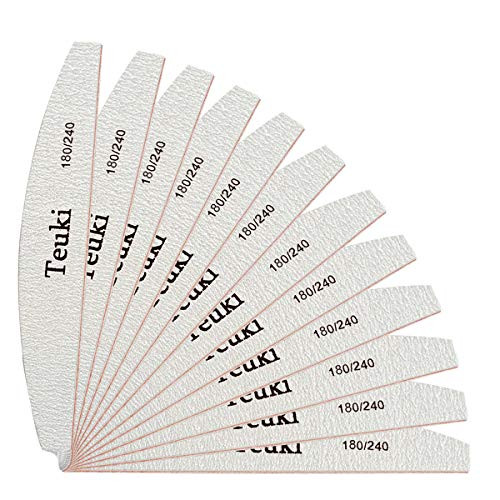 Professional Nail File 180 240 Grit Double Sided Black Washable Nail Files Teuki Fingernail Files Emery Emory Boards for Nails 12pcs set White red